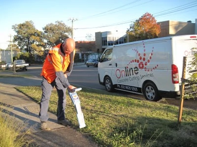 Operator using an Electromagnetic Locator (EML), which can detect metallic pipes and utilities
